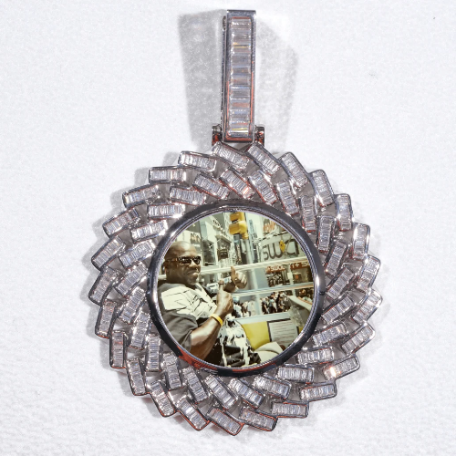 Large 3D Baguette Custom Picture Pendant