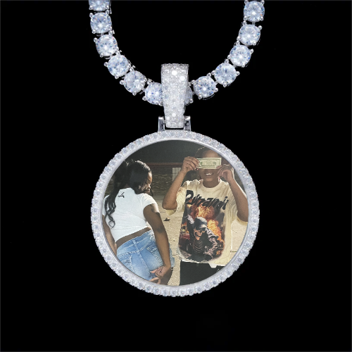 925S & VVS Moissanite 3D Circle Custom Picture Pendant