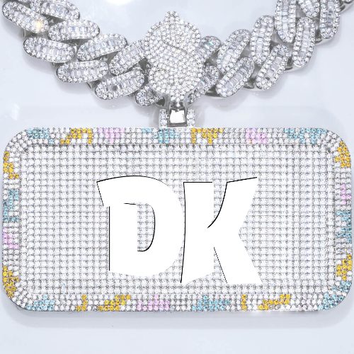 CUSTOM LETTER NECKLACE 3D COLORFUL SQUARE