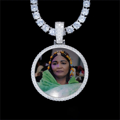 925S & VVS Moissanite 3D Circle Custom Picture Pendant