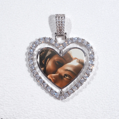 3D Spinning 2-Faced Heart Custom Picture Pendant