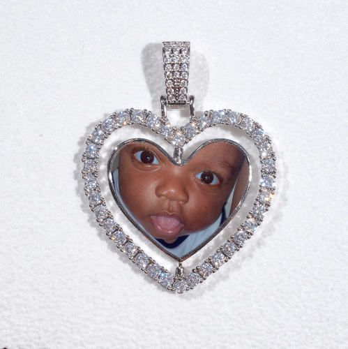 3D Spinning 2-Faced Heart Custom Picture Pendant