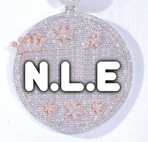 CUSTOM LETTER NECKLACE 3D BIG CROWN DISC