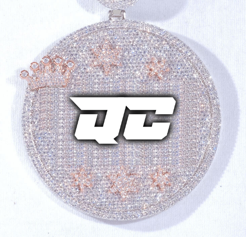 CUSTOM LETTER NECKLACE 3D BIG CROWN DISC