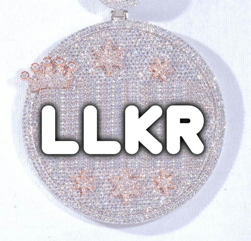 CUSTOM LETTER NECKLACE 3D BIG CROWN DISC