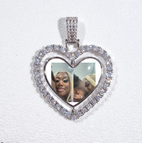 3D Spinning 2-Faced Heart Custom Picture Pendant