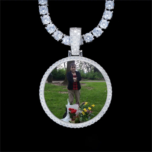 925S & VVS Moissanite 3D Circle Custom Picture Pendant