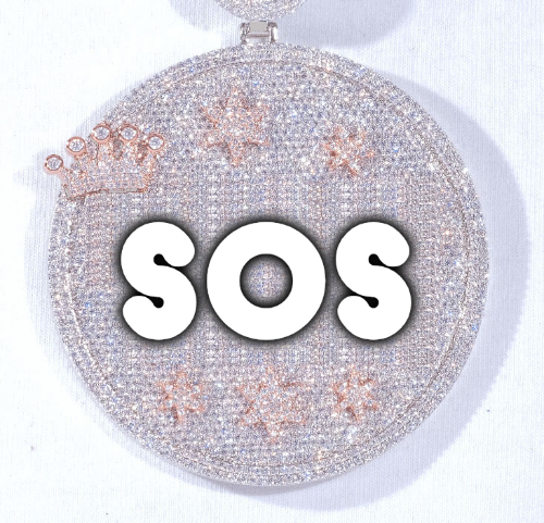 CUSTOM LETTER NECKLACE 3D BIG CROWN DISC
