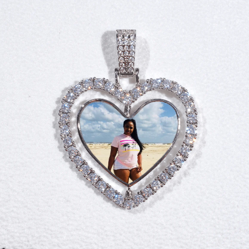 3D Spinning 2-Faced Heart Custom Picture Pendant