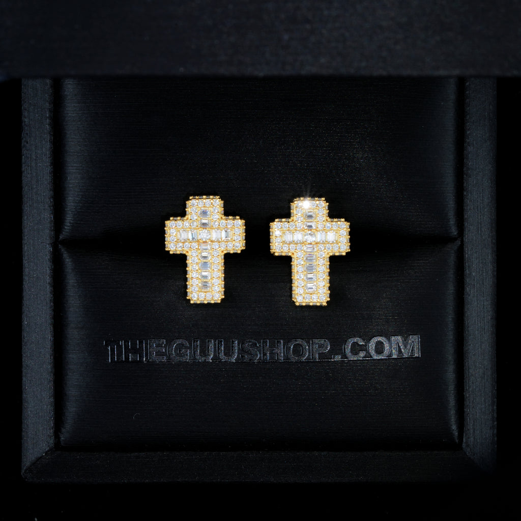 VVS1 Moissanite Baguette Cross Earrings