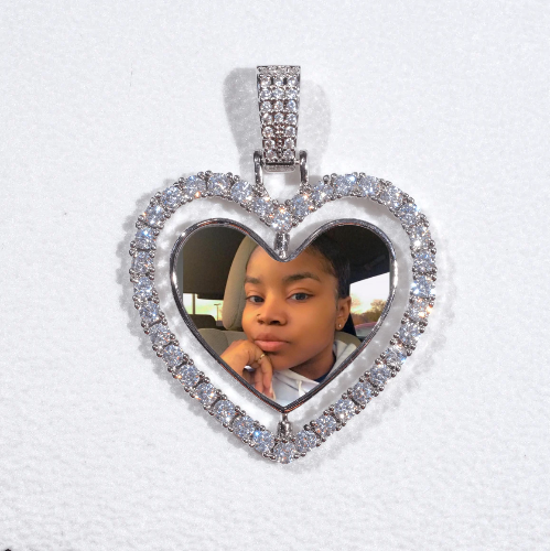 3D Spinning 2-Faced Heart Custom Picture Pendant