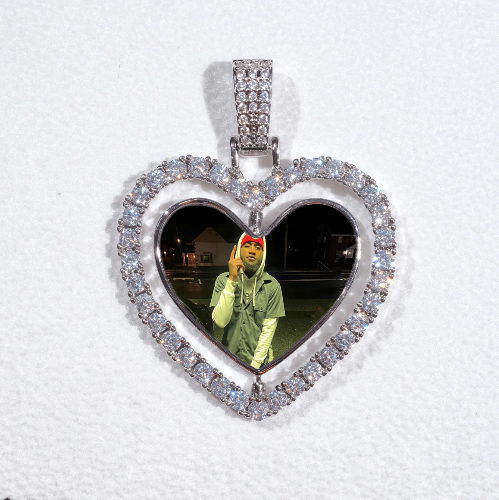 3D Spinning 2-Faced Heart Custom Picture Pendant