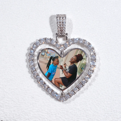 3D Spinning 2-Faced Heart Custom Picture Pendant