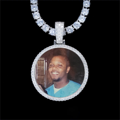 925S & VVS Moissanite 3D Circle Custom Picture Pendant