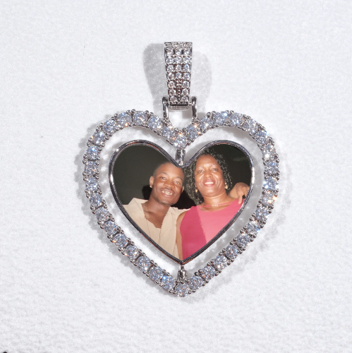 3D Spinning 2-Faced Heart Custom Picture Pendant