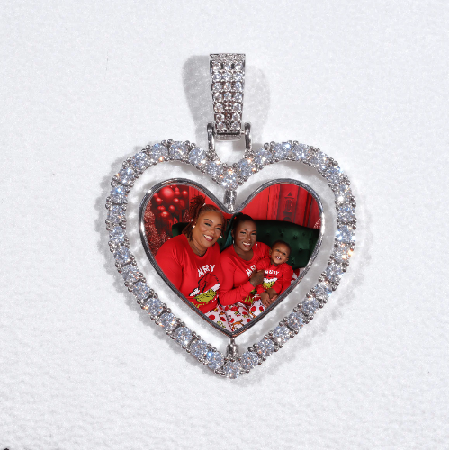 3D Spinning 2-Faced Heart Custom Picture Pendant