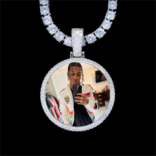 925S & VVS Moissanite 3D Circle Custom Picture Pendant