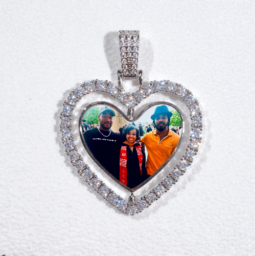 3D Spinning 2-Faced Heart Custom Picture Pendant