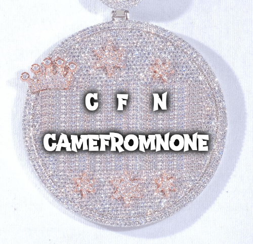 CUSTOM LETTER NECKLACE 3D BIG CROWN DISC