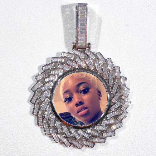 Large 3D Baguette Custom Picture Pendant