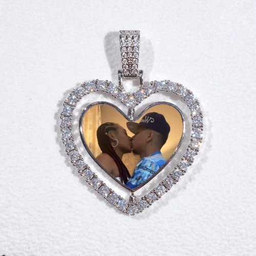 3D Spinning 2-Faced Heart Custom Picture Pendant
