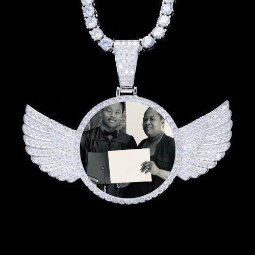 925S & VVS Moissanite 3D Wing Custom Picture Pendant