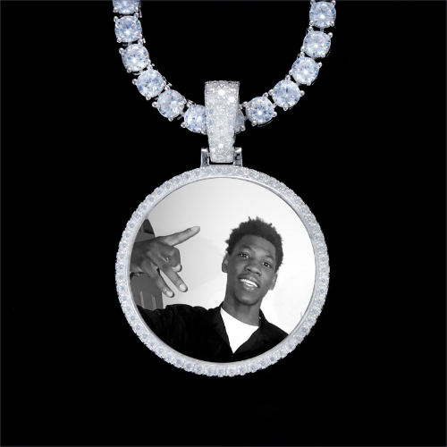 925S & VVS Moissanite 3D Circle Custom Picture Pendant