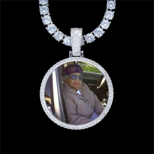 925S & VVS Moissanite 3D Circle Custom Picture Pendant