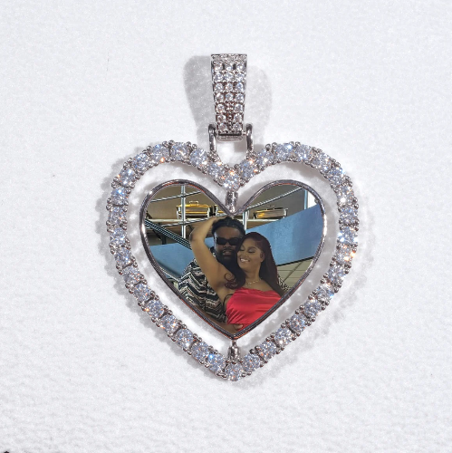 3D Spinning 2-Faced Heart Custom Picture Pendant