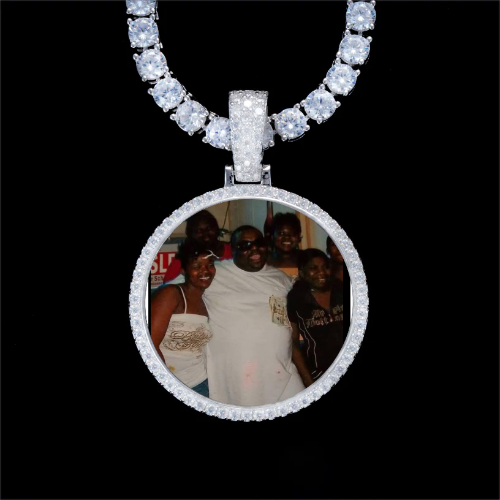 925S & VVS Moissanite 3D Circle Custom Picture Pendant