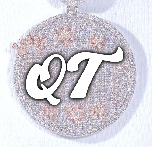 CUSTOM LETTER NECKLACE 3D BIG CROWN DISC