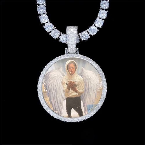 925S & VVS Moissanite 3D Circle Custom Picture Pendant