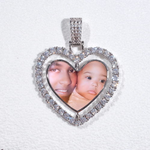 3D Spinning 2-Faced Heart Custom Picture Pendant