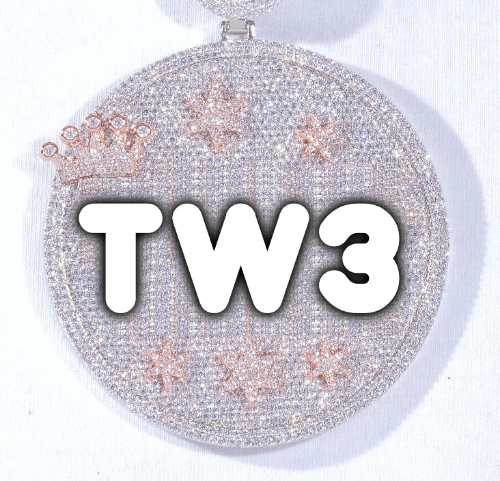 CUSTOM LETTER NECKLACE 3D BIG CROWN DISC