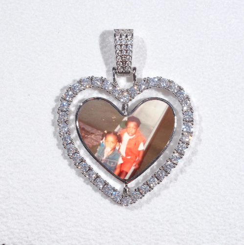 3D Spinning 2-Faced Heart Custom Picture Pendant