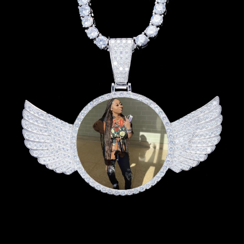925S & VVS Moissanite 3D Wing Custom Picture Pendant
