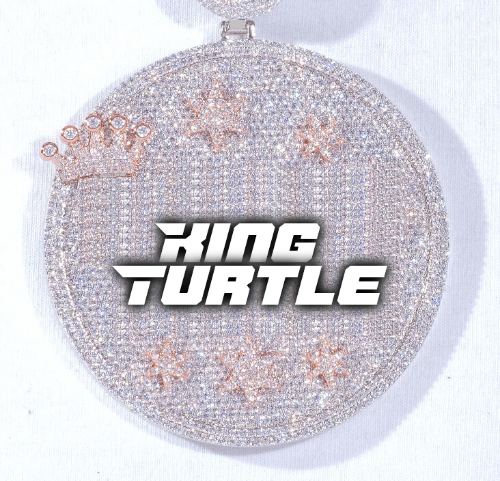 CUSTOM LETTER NECKLACE 3D BIG CROWN DISC