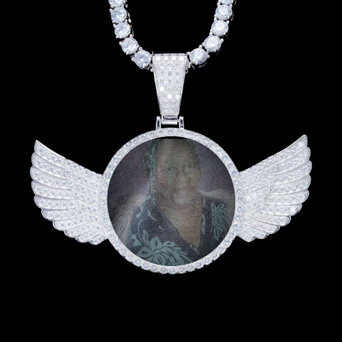 925S & VVS Moissanite 3D Wing Custom Picture Pendant