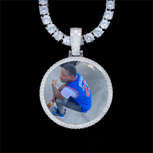 925S & VVS Moissanite 3D Circle Custom Picture Pendant