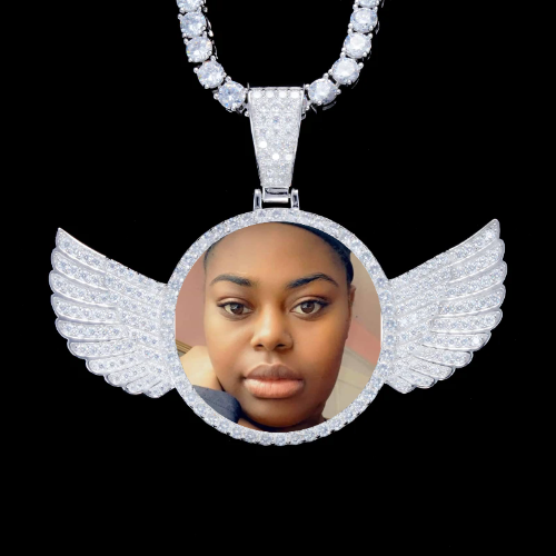 925S & VVS Moissanite 3D Wing Custom Picture Pendant