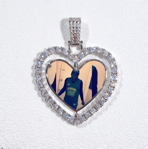 3D Spinning 2-Faced Heart Custom Picture Pendant