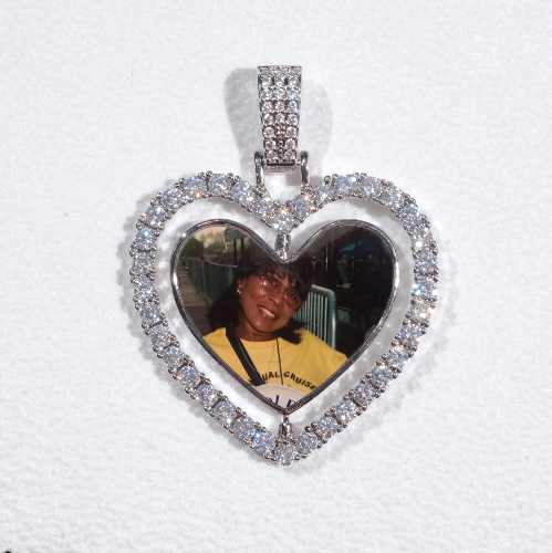 3D Spinning 2-Faced Heart Custom Picture Pendant