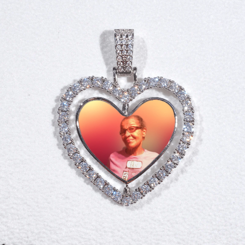 3D Spinning 2-Faced Heart Custom Picture Pendant