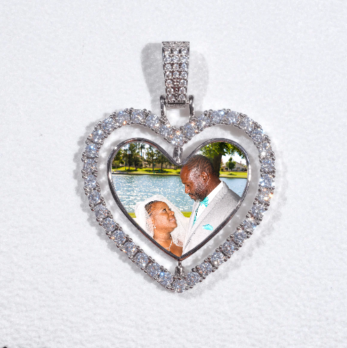 3D Spinning 2-Faced Heart Custom Picture Pendant