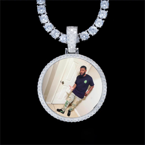 925S & VVS Moissanite 3D Circle Custom Picture Pendant