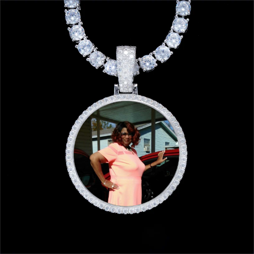 925S & VVS Moissanite 3D Circle Custom Picture Pendant