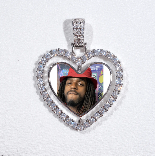 3D Spinning 2-Faced Heart Custom Picture Pendant