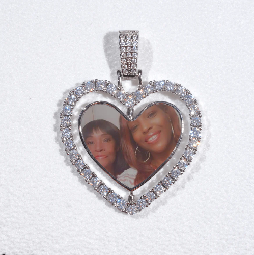 3D Spinning 2-Faced Heart Custom Picture Pendant