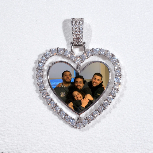 3D Spinning 2-Faced Heart Custom Picture Pendant