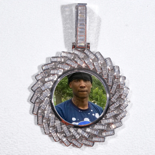 Large 3D Baguette Custom Picture Pendant
